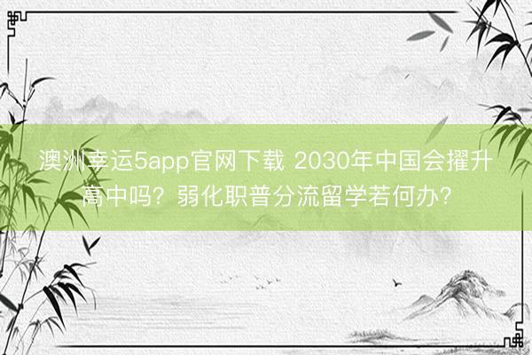 澳洲幸運5app官網下載 2030年中國會擢升高中嗎？弱化職普分流留學若何辦？