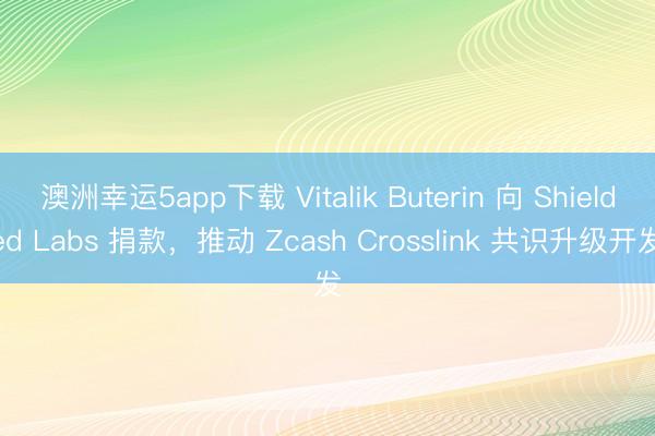 澳洲幸運5app下載 Vitalik Buterin 向 Shielded Labs 捐款,推動 Zcash Crosslink 共識升級開發